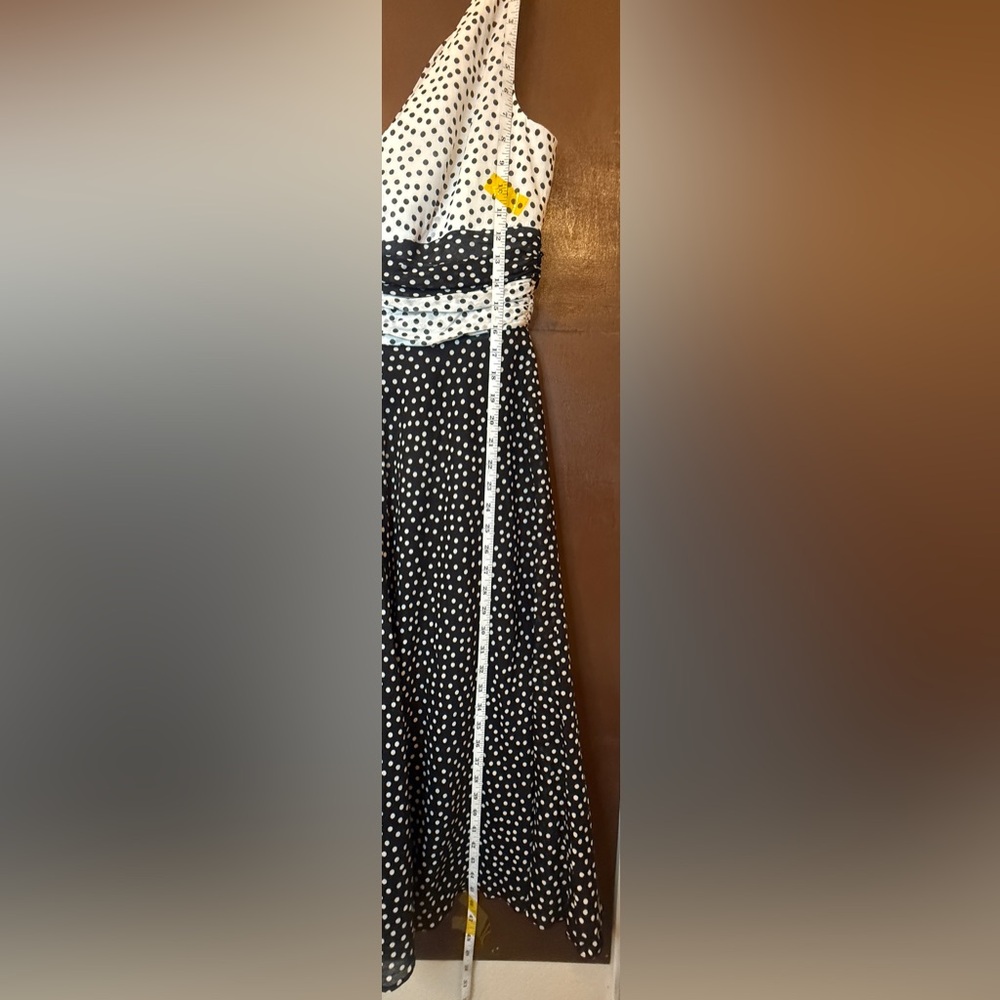 Suzi Chin for Maggy Boutique Black & White polka dot V in front & back Sz 10 - Picture 7 of 9